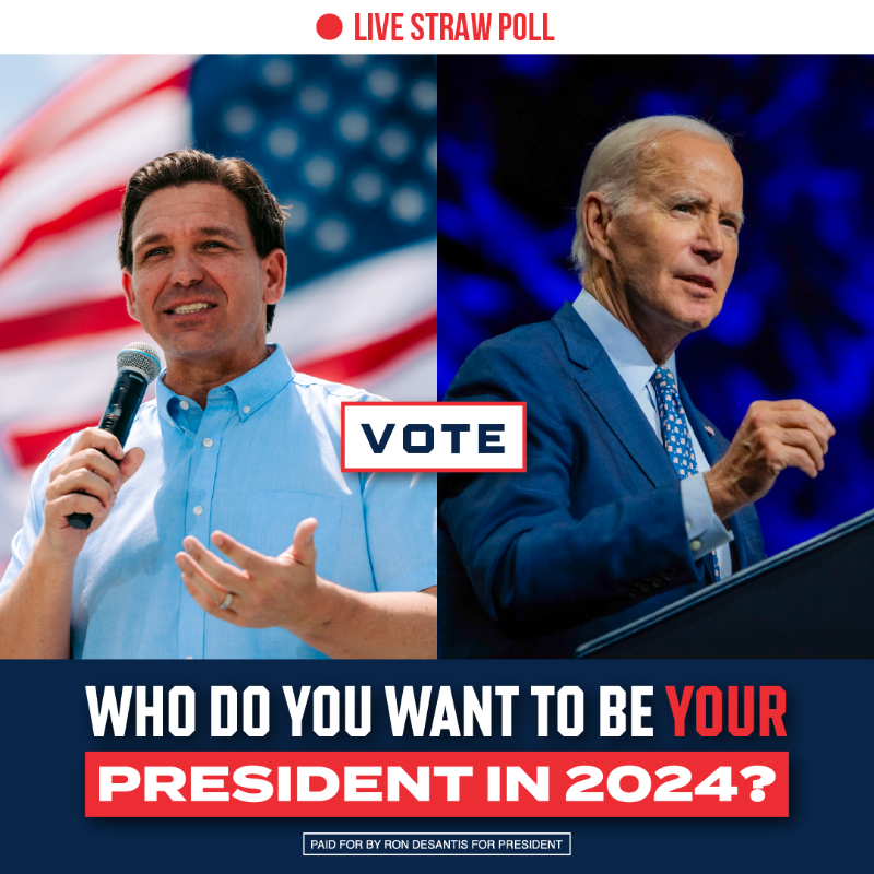 TeamDeSantis's tweet photo. Who is YOUR pick for president? 

Ron DeSantis or Basement Biden?