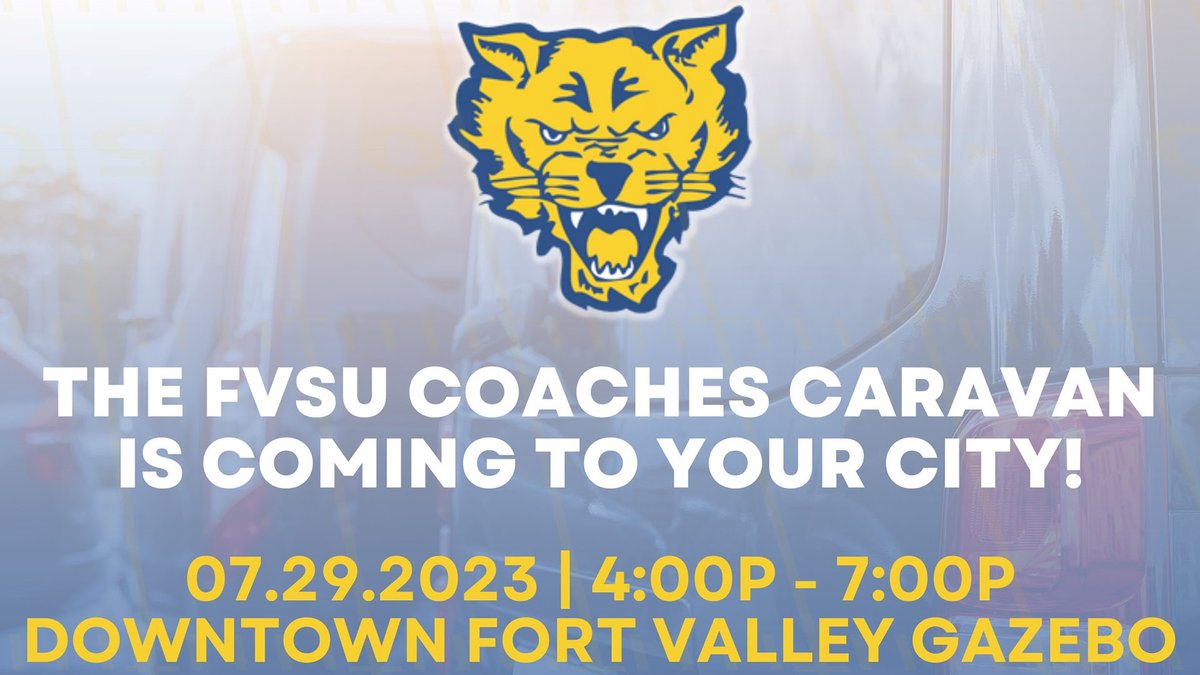 Wildcat fans don't forget to come to the Fort Valley Gazebo for the next version of the Wildcat Coaches Caravan tomorrow (July 29) starting at 4 p.m.!!! fvsusports.com/news/2023/7/20…