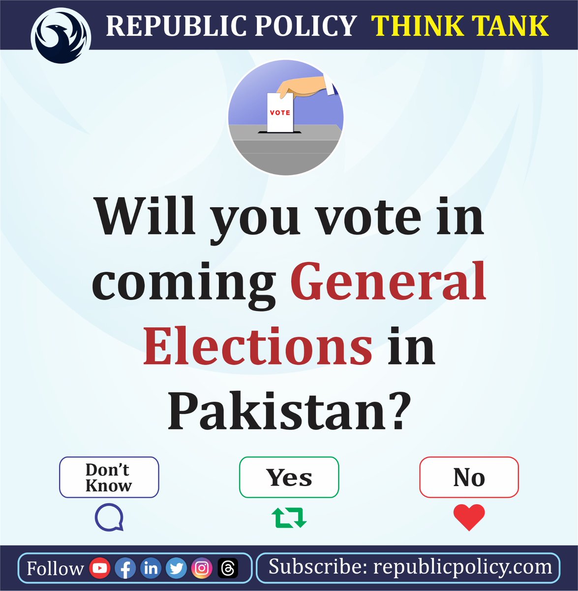republicpolicy's tweet photo. Political Awareness Polls.

It's very important to vote.
 Vote any one you like. Pl, vote here to spread awareness.

Pl visit https://t.co/qi3cHwFERb for comprehensive election coverage https://t.co/a0PCslXZGu