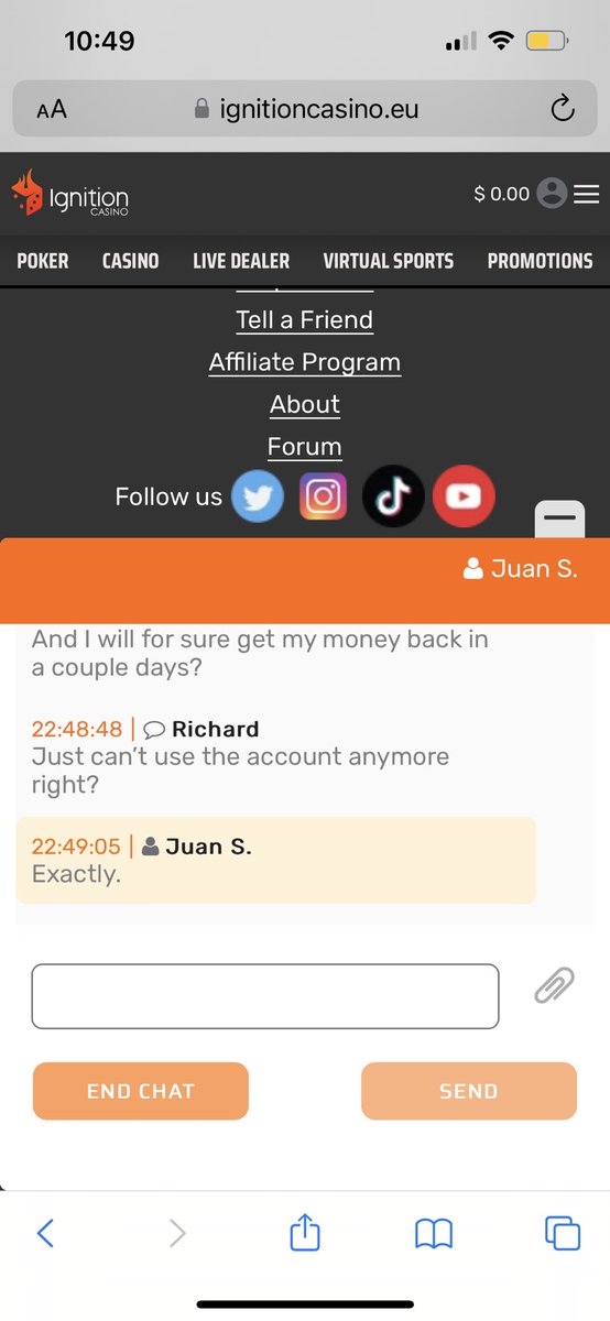 RichardKeeper2's tweet photo. @IgnitionCasino   You said you would call me and it’s been over a week and you said 48hrs….. https://t.co/NTmQSJMRBI