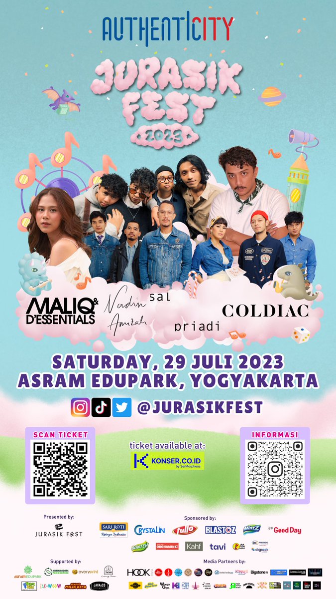 jurasikfest's tweet photo. Hari ini! Nyanyi seru bareng Maliq &amp;D’essentials, Nadin Amizal, Sal Priadi, dan Coldiac cuma di Jurasik Fest 2023 🎉

Belum dapet tiket? Ada tiket OTS jugaa~ 

Sampai jumpa segera di Jurasik Fest 2023 💗 https://t.co/a89w27DDsl