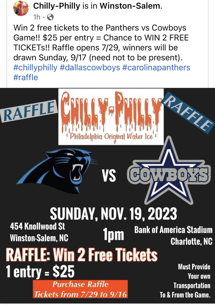 chillyphillync's tweet photo. #DallasCowboys #CarolinaFootball #carolinapanthers #raffle #chillyphilly https://t.co/sDTWTIOXLv