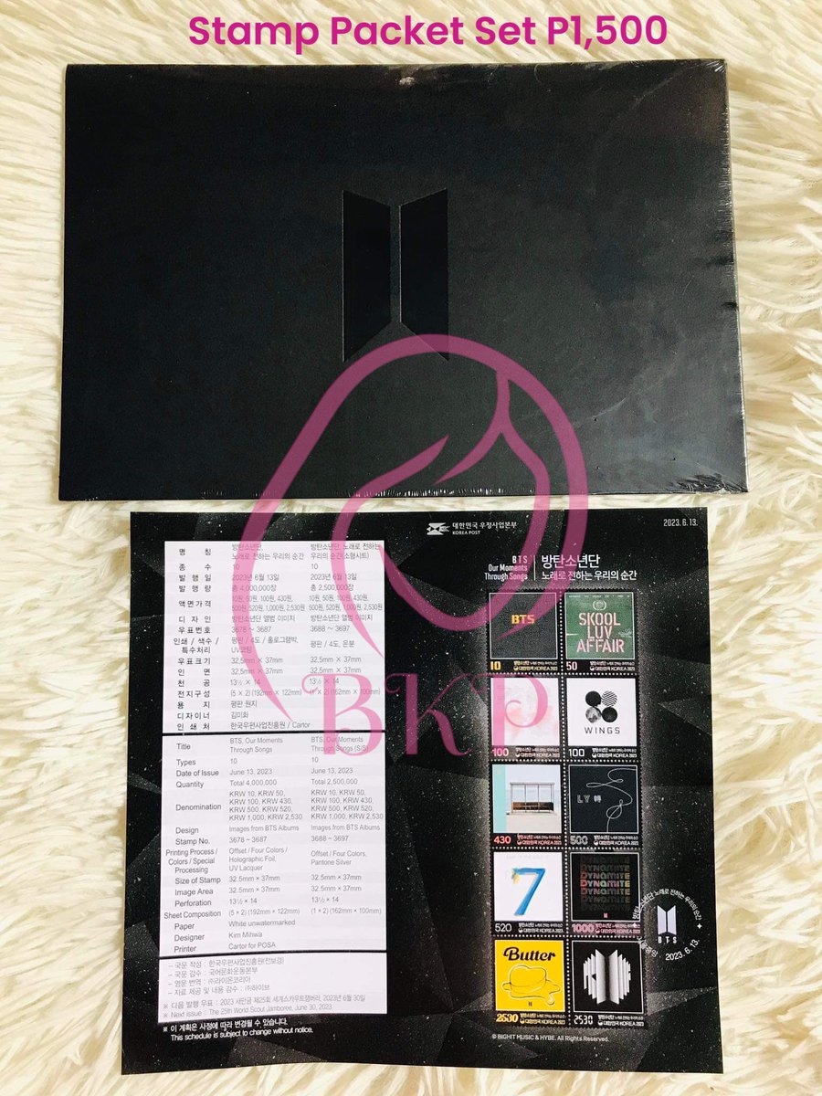 BKP_SHOP's tweet photo. ‼️ON HAND‼️

BTS (2023 Commemorative Stamp BTS)
Our Moments Through Songs 💜

A. STAMP SET P650 + lsf
B. STAMP PACKET SET P1,500 + lsf

https://t.co/Ha1TZduHjB https://t.co/XCh0rNiIop