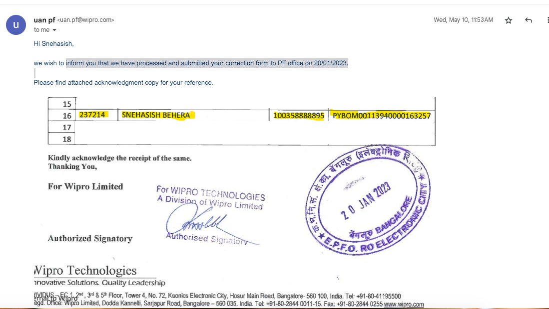envictor's tweet photo. It has been more than 6 months since the document for change of KYC details are received by the PF office - RPFC Singasandra but no action has been taken. 

" Unable to Link PF UAN 100358888895 to my current UAN 100705913687-237214" #EPFO #TrendingHot https://t.co/bXEr24KxTF