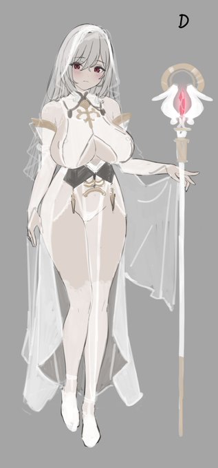 ちょっと清楚みを出すために胸の布面積をふやす
(でもえっち感出したいからパイズリ穴開けた…😌)

全体的にファンタジー感も増しまし
あと杖つけた
回復魔法つかうよ
wip 