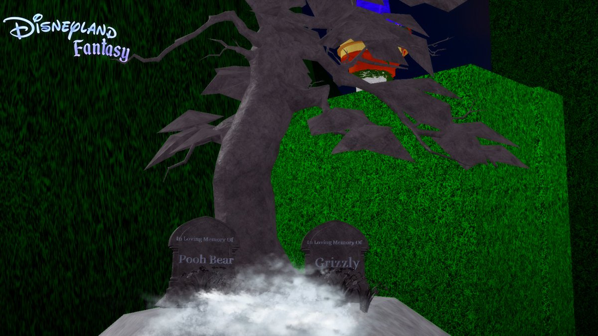 DLFRoblox's tweet photo. Today, we remember the pets of our beloved owners, Pooh Bear and Grizzly. Their gravestones and monuments are seen in the garden beside the castle as they look down on our park.🙏 https://t.co/YIrYySTnEV