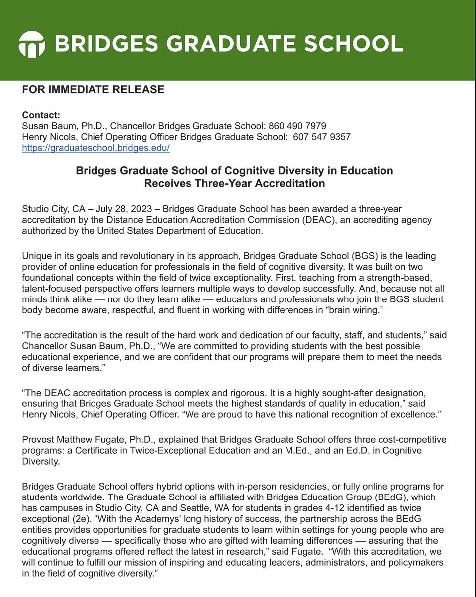 #accrediation #pressrelease @WaCoalition @SENG_Gifted @NAGCGIFTED @wcgtc @cagifted @CAGTCoGifted @GiftedAZ @GAMgifted @NJAGCGifted @MensaFoundation  @GEI_Journal @UNESCO #cognitivediversity