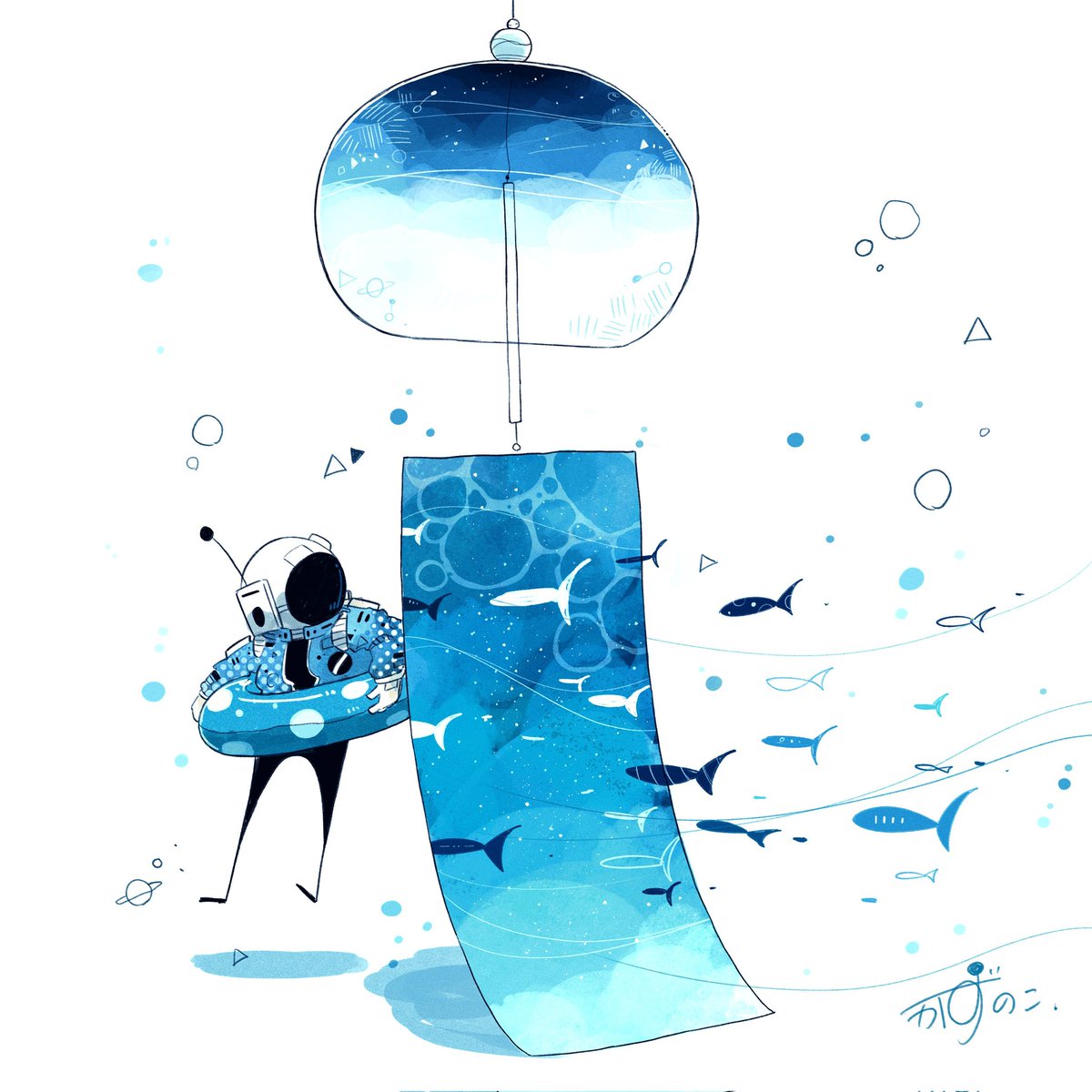 「暑すぎると思うので涼しい夏の絵量産中」|かずのこのイラスト