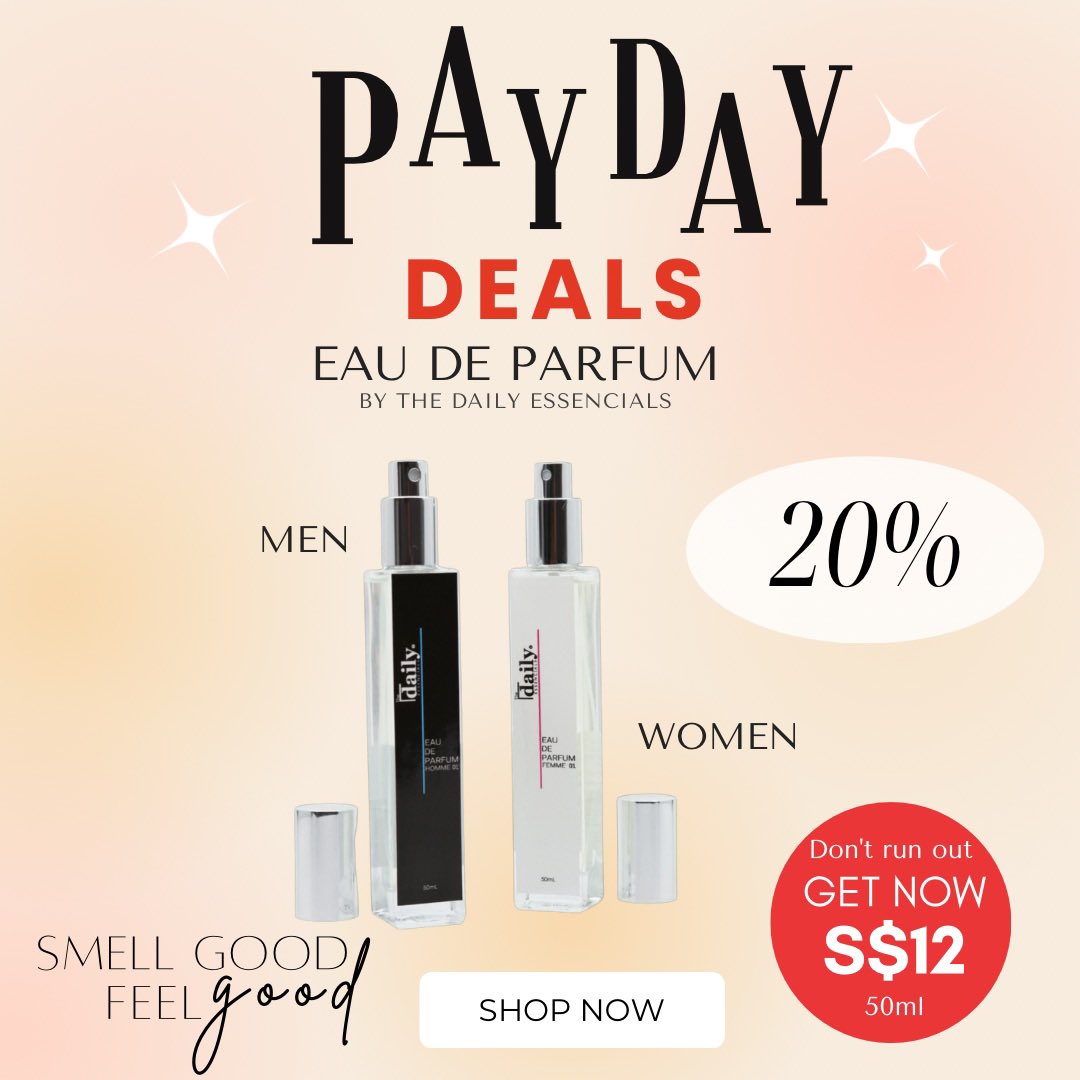 SkinCo_TheDaily's tweet photo. 𝒀𝒐𝒖’𝒓𝒆 𝒏𝒆𝒗𝒆𝒓 𝒇𝒖𝒍𝒍𝒚 𝒅𝒓𝒆𝒔𝒔𝒆𝒅 𝒘𝒊𝒕𝒉𝒐𝒖𝒕 𝒑𝒆𝒓𝒇𝒖𝒎𝒆💕

𝗧𝗵𝗲 𝗗𝗮𝗶𝗹𝘆 𝗘𝘀𝘀𝗲𝗻𝗰𝗶𝗮𝗹𝘀 𝗙𝗿𝗮𝗴𝗿𝗮𝗻𝗰𝗲𝘀
📣20% All Fragrances

𝙑𝙄𝙎𝙄𝙏 𝙐𝙎! 
📍 #04-111, Lucky Plaza, Orchard Rd. 
🛒 𝐀𝐃𝐃 𝐓𝐎 𝐂𝐀𝐑𝐓 𝐍𝐎𝐖‼️
🛍️https://t.co/YDJ2f3Tg5x https://t.co/zcmLMGYEkC