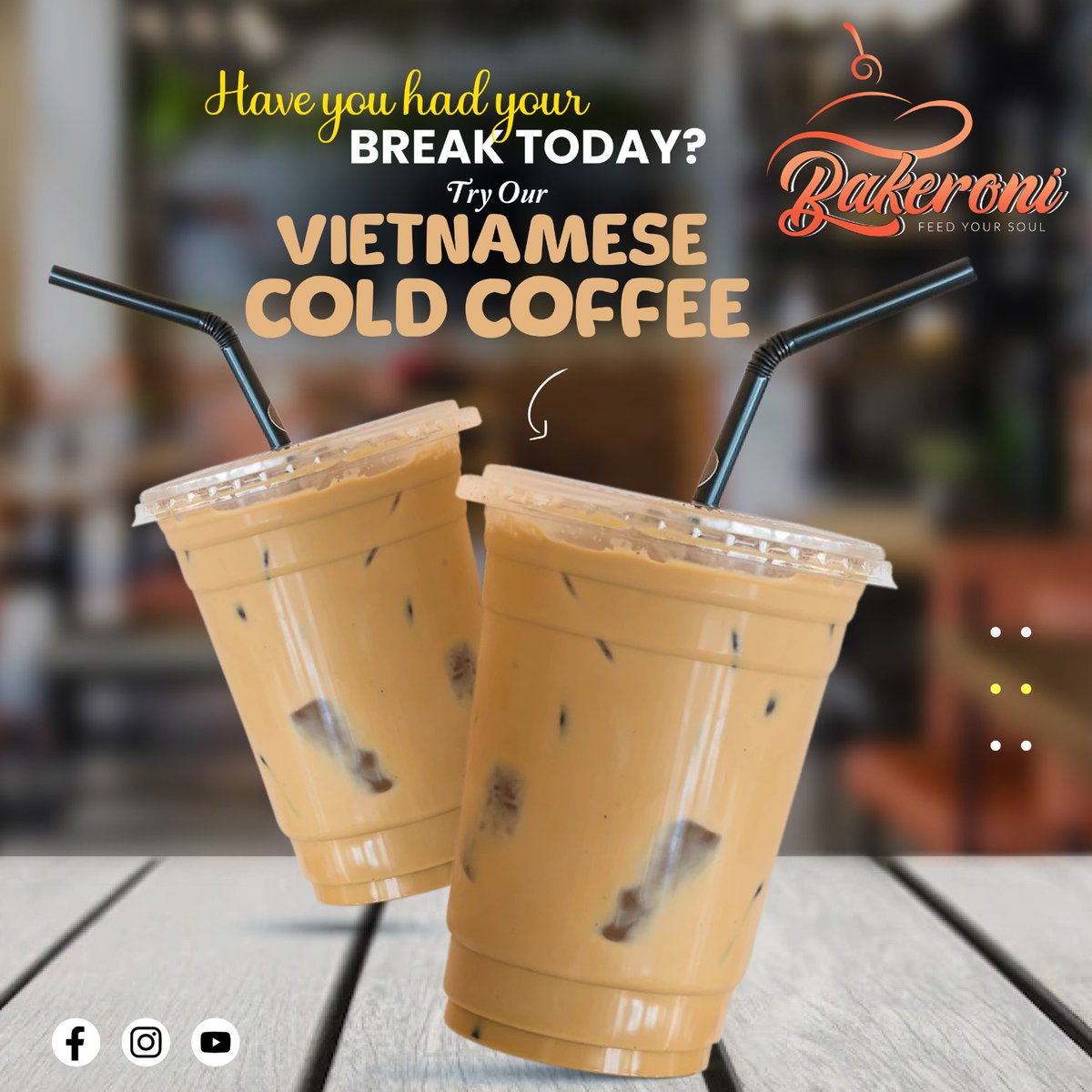 🌟 BREAK TIME with a Twist! 🌟 Enjoy the Bakeroni's refreshing VIETNAMESE COLD COFFEE - the perfect pick-me-up for a scorching day! ☀️🍹 Sip on the exotic flavors of Vietnam and beat the heat in style! 🌴😎 #BakeroniDelights #VietnameseCoccee #ColdBeverages #RefreshingTreat