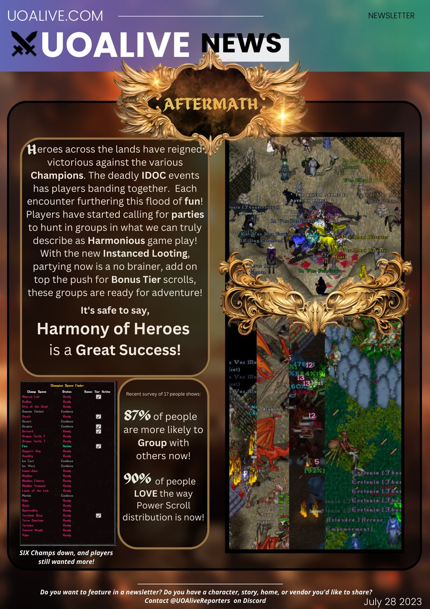 UOAlive's tweet photo. This weeks UOAlive Magazine/Newsletter: Aftermath - Join https://t.co/C0mnPOUMwa today, the #1 Populated PvM/PvE Ultima Online Server!
@pcgamer @GameSpot @PCMag
#uo #ultimaonline #mmo #MMORPG https://t.co/4vDSCg5bi8