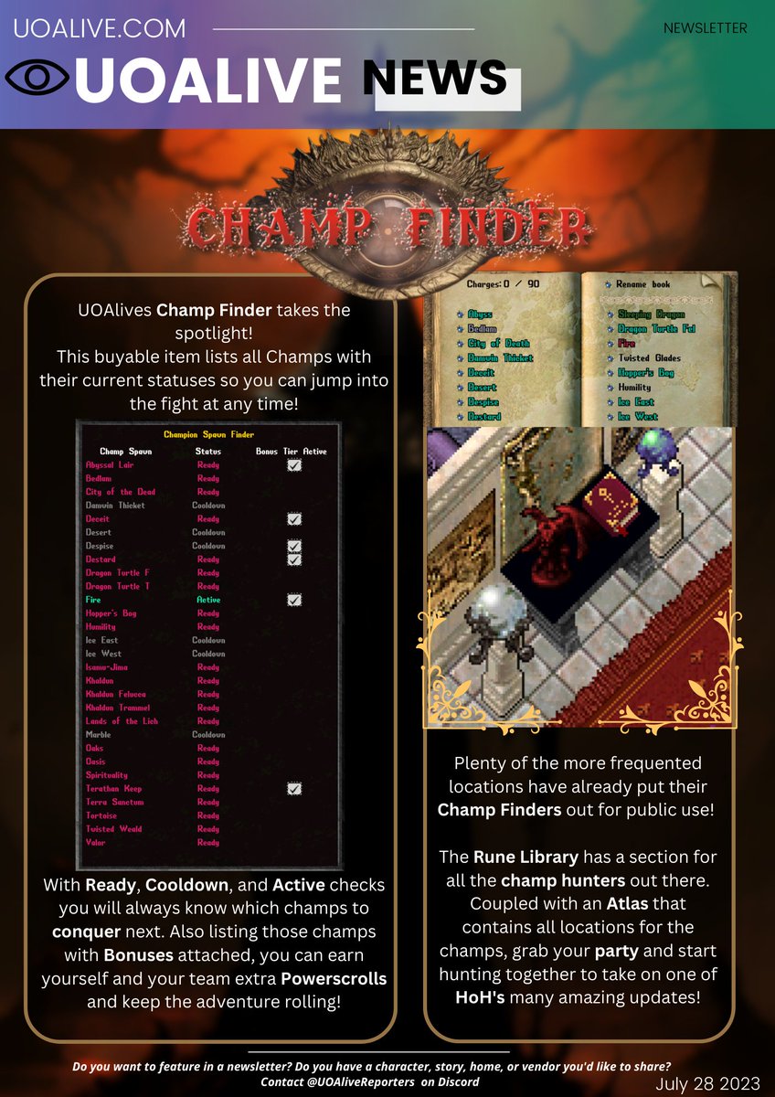 UOAlive's tweet photo. This weeks UOAlive Magazine/Newsletter: Aftermath - Join https://t.co/C0mnPOUMwa today, the #1 Populated PvM/PvE Ultima Online Server!
@pcgamer @GameSpot @PCMag
#uo #ultimaonline #mmo #MMORPG https://t.co/ixsNTnDsLl