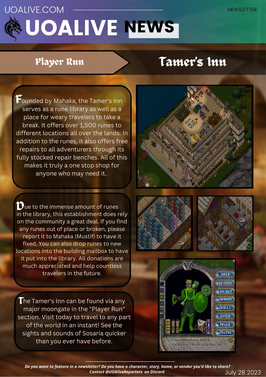 UOAlive's tweet photo. This weeks UOAlive Magazine/Newsletter: Aftermath - Join https://t.co/C0mnPOUMwa today, the #1 Populated PvM/PvE Ultima Online Server!
@pcgamer @GameSpot @PCMag
#uo #ultimaonline #mmo #MMORPG https://t.co/ixsNTnDsLl