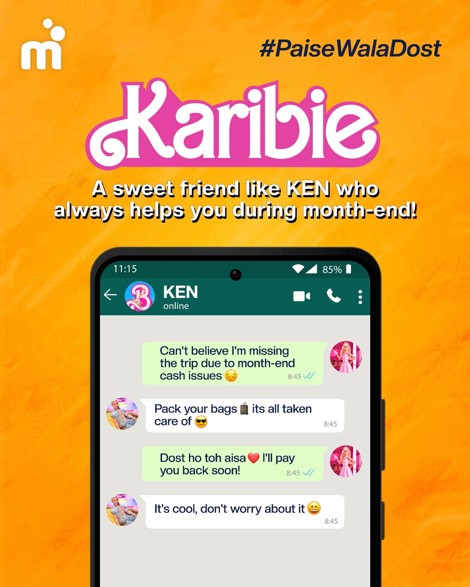 mPokketOfficial's tweet photo. Just like Ken🕺your mPokket app is a #PaiseWalaDost😊that's always there to help with your finances 🤘
#Barbie #Karibie #BarbieMovie #FinancialFriend #KaribieFriend #KenLikeFriend #Ken #FinanceHelper #mPokket #Fintech #InstantLoan #InstantMoney #InstantCash https://t.co/pZXLsvISSb
