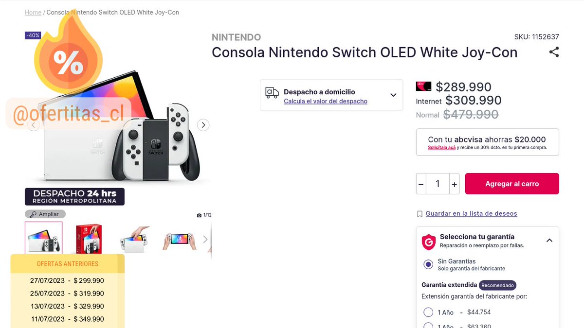 ofertitas_cl's tweet photo. NINTENDO | Consola Nintendo Switch OLED White Joy-Con
🔥 40% Descuento | $ 289.990
#abcdin #oferta
https://t.co/eds6LW5a6S https://t.co/VBmKYCdIVn