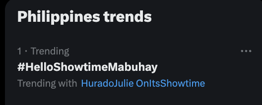 pawilectura's tweet photo. Yas trending no. 1! #HelloShowtimeMabuhay ✨ https://t.co/lbfai0EaQK