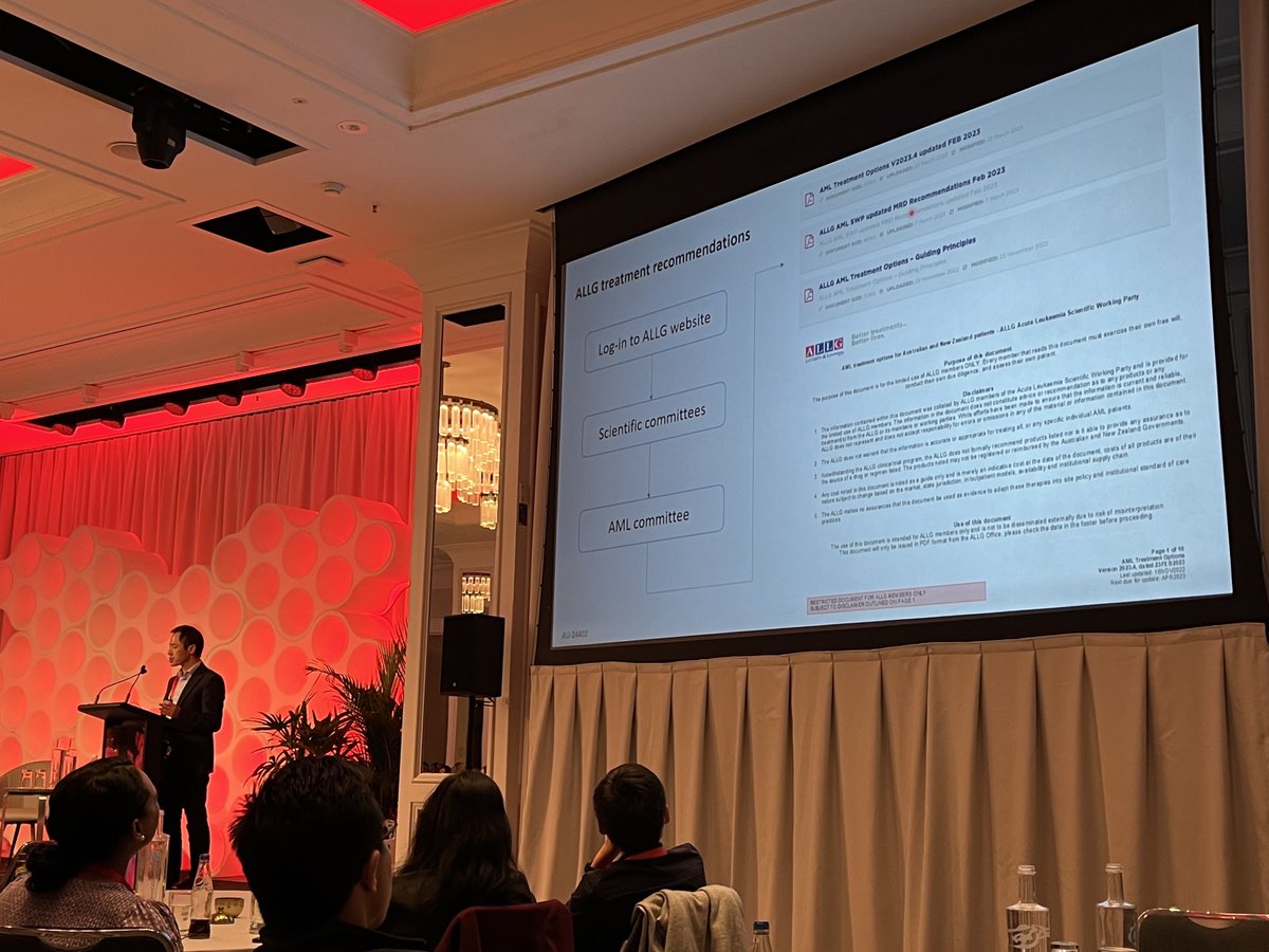 JudithTrotman1's tweet photo. Living guidelines in #AML. Become a member ⁦@ALLGtrials⁩ and access the #ALLG AML working party recommendations as presented by Andrew Wei at an excellent Novartis sponsored GET Weekend. https://t.co/q9TOHZrxaG