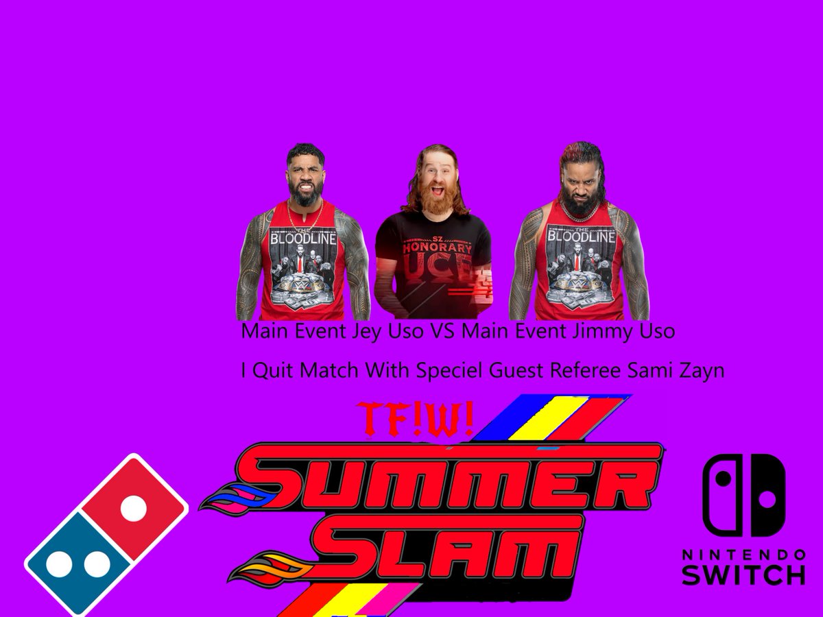 TFWReal's tweet photo. WELL DAMN ITS ABOUT TO GO DOWN AT #summerslam for TFW JIMMY USO VS JEY USO I QUIT MATCH WITH SPECIEL REFEREE SAMI ZAYN https://t.co/cqkkeZj5kX