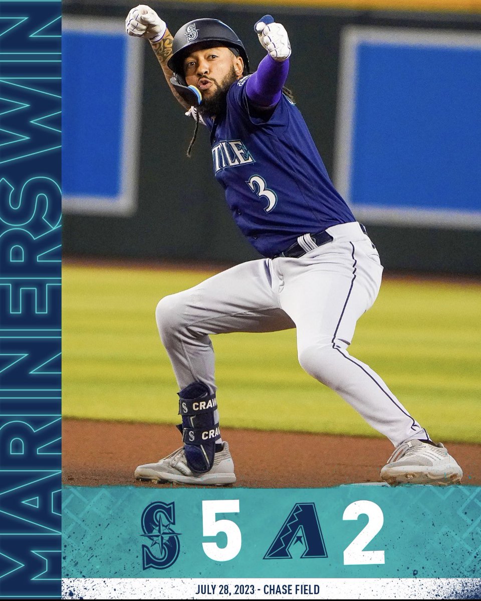 MarinersUK's tweet photo. Mariners win 5-2, another great team performance as the trade deadline gets closer. Can the M’s get the win tomorrow and take the series early. #Matiners #Seausrise #Goodvibesonly https://t.co/1ezYEshG5z