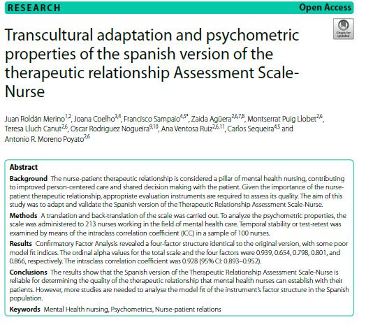🎉Publicada en <a href="/BMC_series/">BMC Series</a> Nursing y en acceso abierto ➡️Spanish TRAS-Nurse
✅Escala para evaluar la Relación Terapéutica desde las perspectiva de las enfermeras. 
👩‍🎓Trabajo de <a href="/NURSEARCH_UB/">NURSEARCH</a> <a href="/cintesis_eu/">CINTESIS</a> <a href="/GRUPOSALBIS/">SALBIS</a> con la ayuda de <a href="/_AEESME/">AEESME</a> <a href="/ASCISAM/">ASCISAM</a>  bmcnurs.biomedcentral.com/articles/10.11…