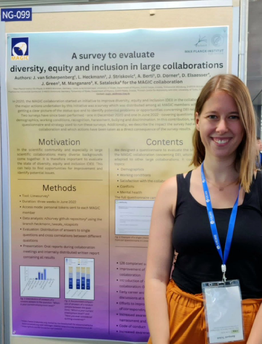 Lea Heckmann (@heckmannlea) on Twitter photo Missed our #DEI poster today @icrc2023? ๐๐
But still want to learn more on how to evaluate the situation in your collaboration?
Don't worry, you'll get another chance to check it out on Monday!
I'll again present it on behalf of <a href="/MAGICtelescopes/">MAGIC telescopes ๐ญ๐ </a> & <a href="/juliane_vanSch/">Juliane van Scherpenberg</a> @ Noyori hall Missed our #DEI poster today @icrc2023? ๐๐
But still want to learn more on how to evaluate the situation in your collaboration?
Don't worry, you'll get another chance to check it out on Monday!
I'll again present it on behalf of <a href="/MAGICtelescopes/">MAGIC telescopes ๐ญ๐ </a> & <a href="/juliane_vanSch/">Juliane van Scherpenberg</a> @ Noyori hall