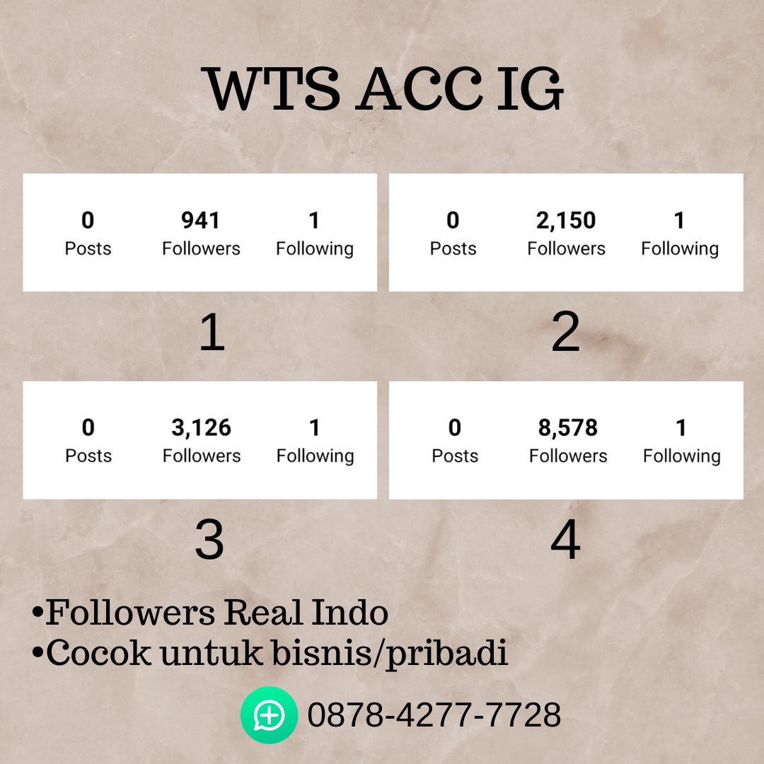 suitxcase's tweet photo. WTS ACC IG

- folls real indo bukan bot
- cocok untuk bisnis/pribadi
- pay via e-wallet
- minat bisa dm/chat wa di bio 

Price
1 = 45k
2 = 85k
3 = 120k
4 = 300k

t. jual beli akun acc instagram, wts wtb akun acc ig, akun ig murah 

#zonauang #zonajajan #zonaba https://t.co/cK4Jrky7Dh