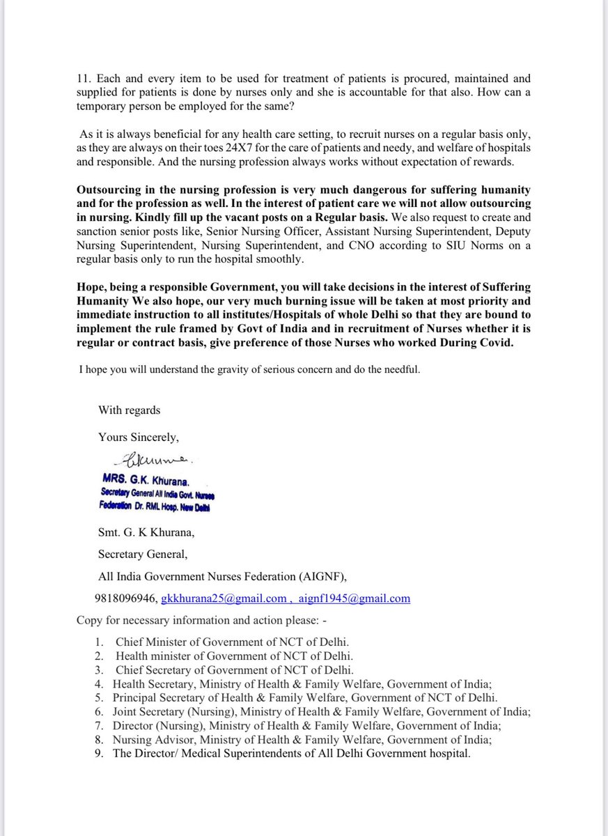 A Ridiculous &shameful decision of Delhi Govt. in the interest of Delhi ki garib bimar janta ‘Outsourcing of Nursing’ Science of Nsg is applied during patient care,combined with building a bond with the patient.@Kejriwal @MoHFW_INDIA @LtGovDelhi @PMOIndia @narendramodi @AmitShah