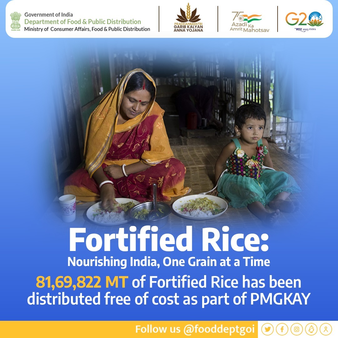 #FortifiedRice is a game changer in the fight against #malnutrition. 
Its benefits are vital for the growth & development of children & mothers. 
By ensuring its access to all, we are constantly working towards a healthier future. 🇮🇳 
#NutritionSecurity