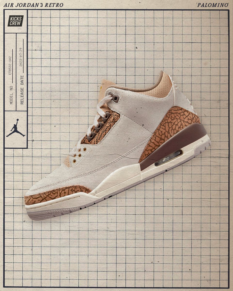kickscrew's tweet photo. Get ready for Fall as Air Jordan brings an array of exciting releases! Among the standout choices is the Air Jordan 3 'Palomino' featuring earthy tones, luxurious suede, and iconic elephant print accents. Available now on KICKS CREW!

https://t.co/ndBNTSbhWo

#kickscrew https://t.co/uE5RDG6bPG