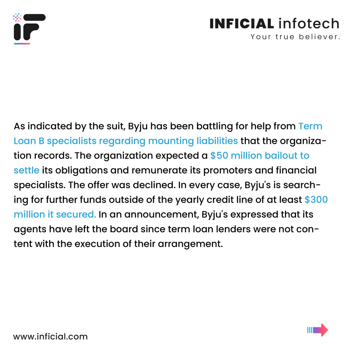 inficial's tweet photo. Checkout why India's largest EdTech startup Byju's is in trouble?
.
.
.
.
.
.
.
.
#byju #byjus #Edtech #startupnews #businessstory #business #webdevelopment #digitalmarketing #technology #software #webdesign #seo #softwaredevelopment #website #india #company #startup #development https://t.co/pXaoujbcrX