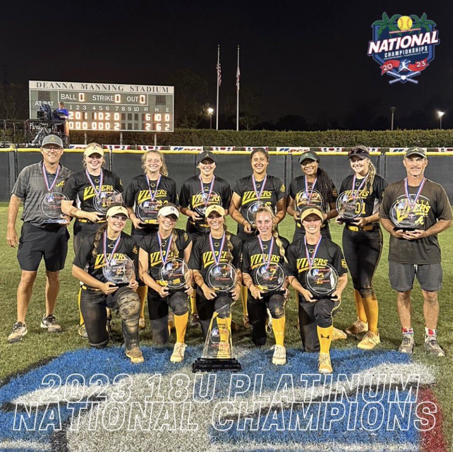 Atlanta Vipers are your 2023 18U PGF Platinum National Champions

So extremely Proud of this group of Girls &amp; the Standards they have set!

#LetsGoVipers <a href="/thevipernation/">Atlanta Vipers Fastpitch</a> 
@FloSoftball <a href="/ExtraInningSB/">EXTRA INNING SOFTBALL</a>