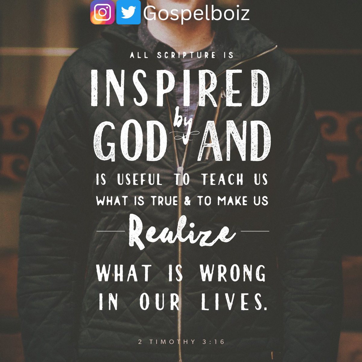 All scripture is given by inspiration of God, and is profitable for doctrine, for reproof, for correction, for instruction in righteousness: that the man of God may be perfect, throughly furnished unto all good works.
2 Timothy 3:16-17 KJV