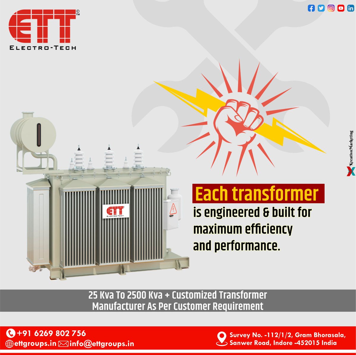 ElectroTechTra1's tweet image. ETT Transformers Deliver Unrivaled Excellence.

ettgroups.in
contact now :- 6269802756
#ELECTROTECH #MPEBIndore #MSEDCL #grid
#powertransformer #technology
#power #powerdistribution
#customtransformers#