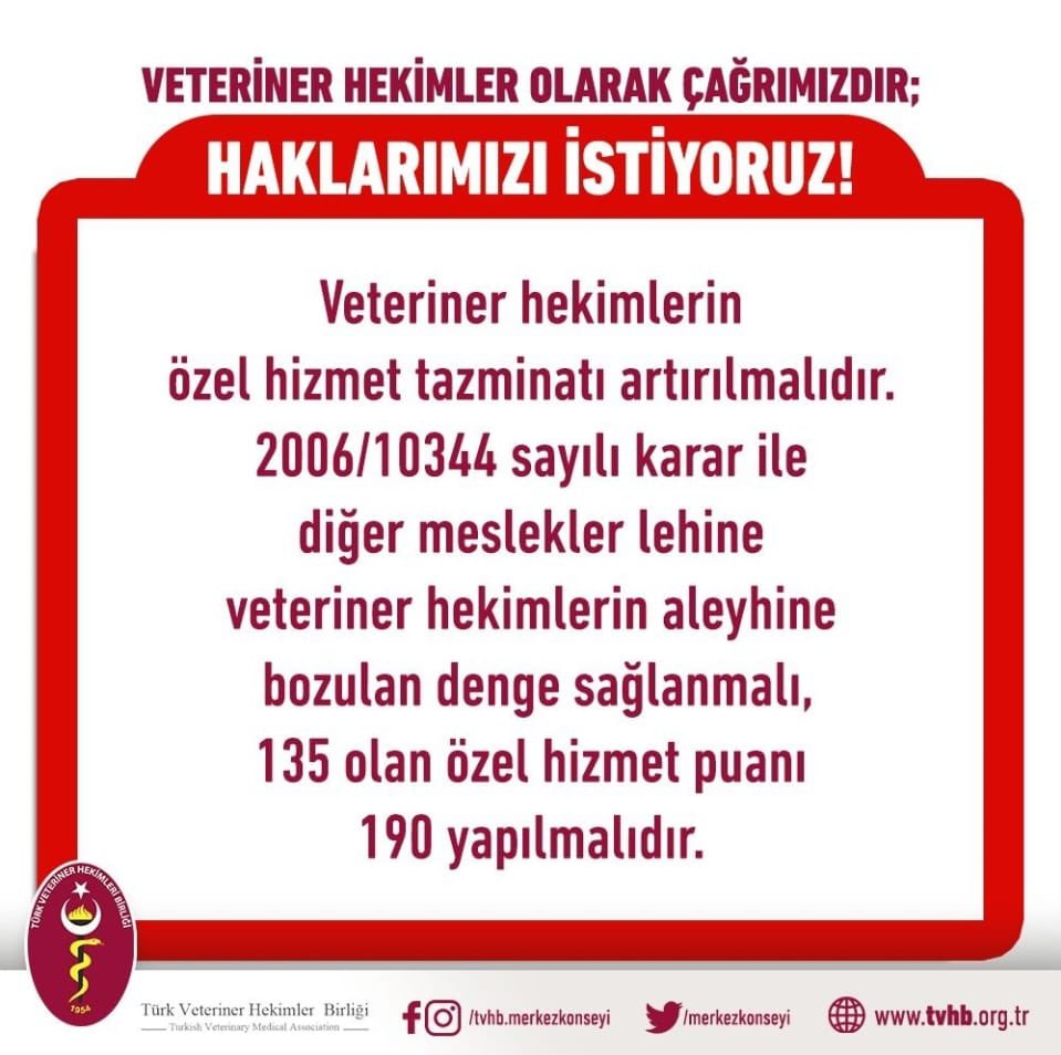 VETERİNER HEKİMLER OLARAK ÇAĞRIMIZDIR, HAKLARIMIZI İSTİYORUZ !