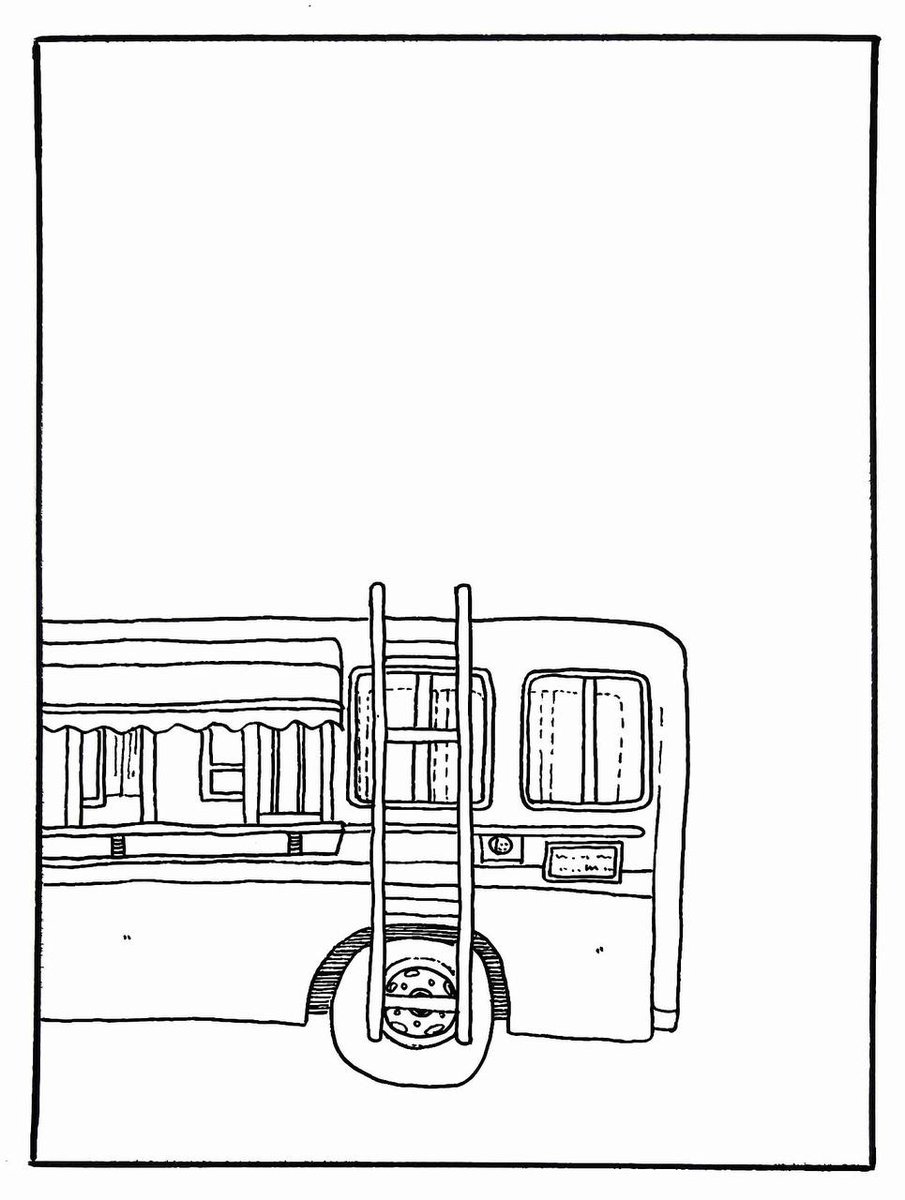 DARTSACE's tweet photo. This painting is a simple representation of the bus and the tree through delicate lines and soft sketches. https://t.co/LMnTNtlcbC