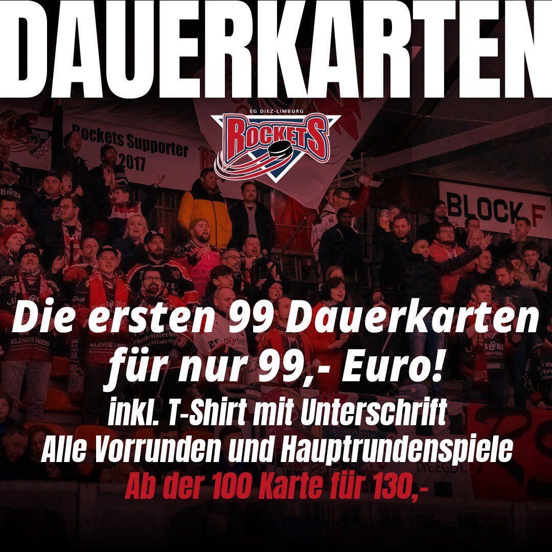 Heute ist es soweit, die <a href="/EGDL_Rockets/">EG Diez- Limburg e.V.</a>  stellen den nächsten Neuzugang vor. Das Video mit einem Grußwort von diesem Spieler an die Fans, kommt von uns dann wie immer am morgigen Sonntag. 

Unten noch etwas Werbung für die Dauerkarte der Rockets.