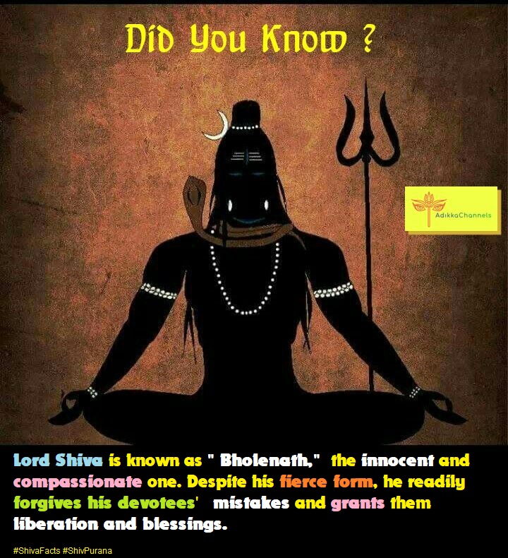 Adikkachannels's tweet image. Embrace the Compassionate Grace: Discover Lord Shiva as 'Bholenath,' The Innocent and Merciful One. Unravel the Profound Symbol of Forgiveness and Blessings in His Fierce Form. 🕉️🌟 #ShivaFacts #ShivPurana #Bholenath #HarHarMahadev