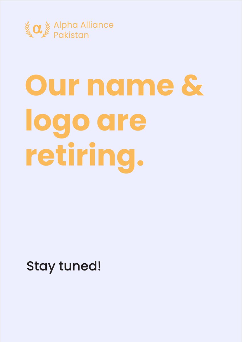 AzmeFalah's tweet photo. Stay tuned with us.

#retiring #Logo #NAME #rebranding #bealpha #alphaalliancepakistan https://t.co/yyg0erPKYk