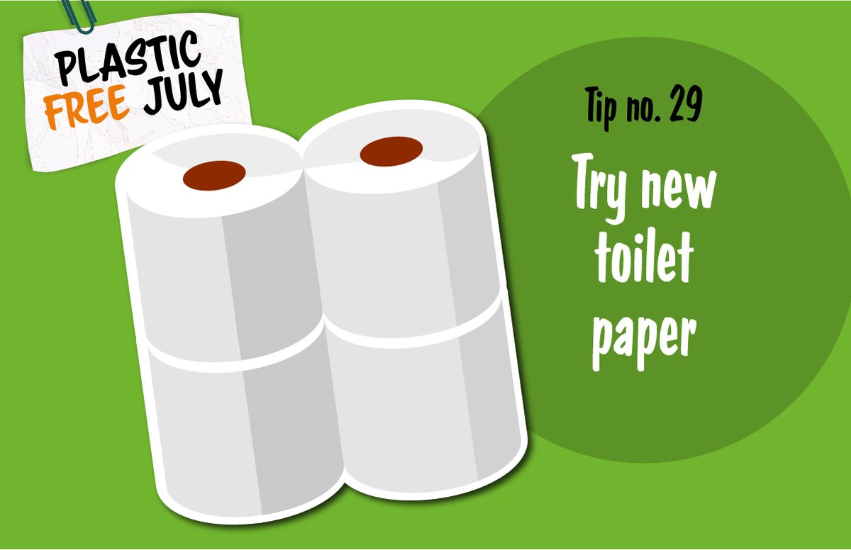 Check your supermarket or look online for a sustainable toilet paper option not wrapped in single-use plastic. Some are made from bamboo or recycled materials, and others are unbleached - every bit helps! #PlasticFreeJuly