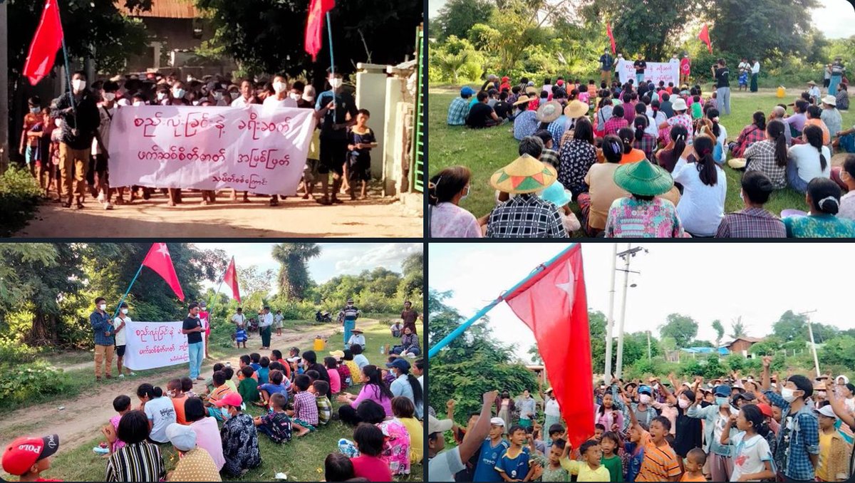 Pro democracy youths in a village, Yinmarbin Township, are still marching with vigor to keep opposing the military dictatorship.

#2023Jul29Coup #AcceptNUGRejectMilitary #WhatsHappeningInMyanmar