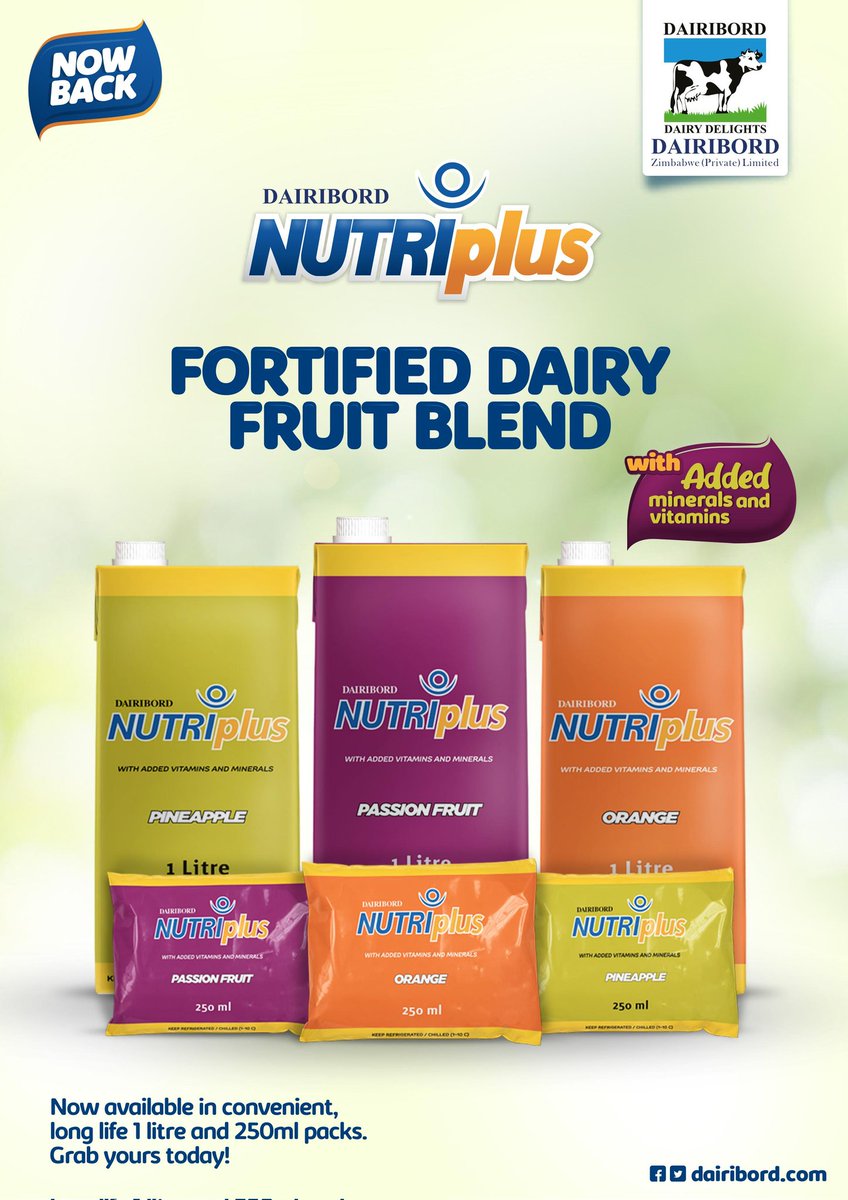 ETimesZw's tweet photo. So why wait? Experience the perfect harmony of taste & #nutrition with our #fortifieddairyfruitblend. It's time to indulge in a guilt-free pleasure that nourishes your body & satisfies your cravings.
@DairibordLtd
#zimbabweans #nutriplus #nowback https://t.co/SvUq8pNojx