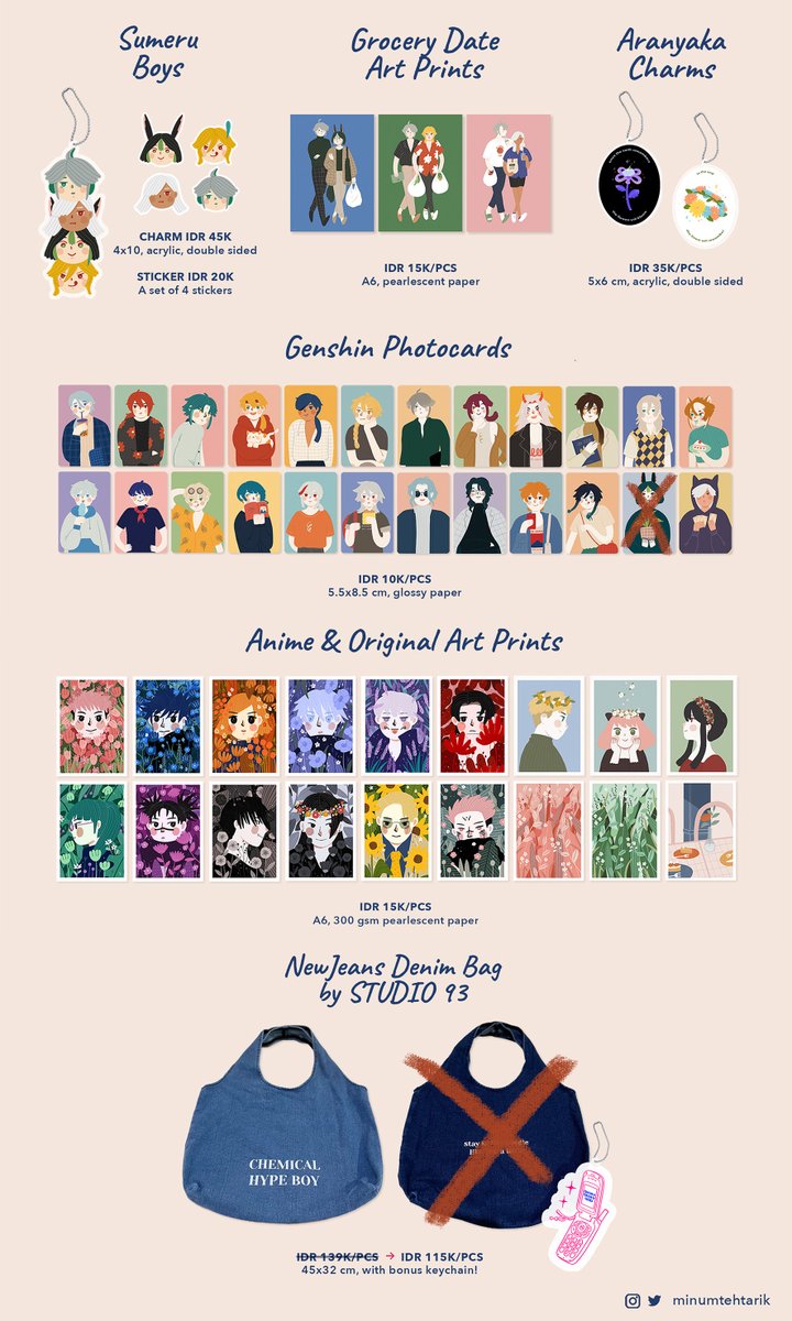 PO by minumtehtarik

🌿 close po: 6 agustus 2023
🌿 detail ada di order form
🌿 original, baek yerin, newjeans, svt, woodz, genshin, jjk, sxf

🔗 forms.gle/d5ND9tkThGS9tQ…