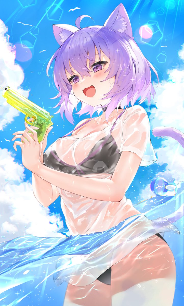 ホロライブ「にコミケの新刊を委託しました～! ホロライブの水着本です!夏だ!ぬれ透けだ!  」|こう🐈ましろのイラスト