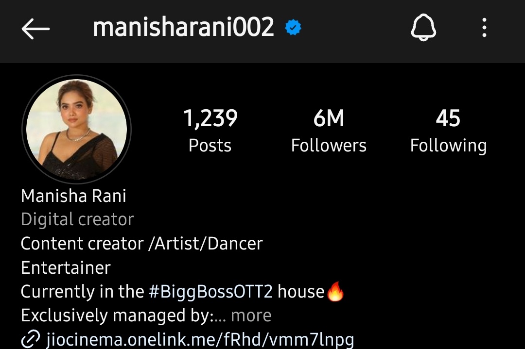 GKAline1's tweet photo. Manisha Rani reached 6M Instagram followers 🥰🥰🥰

#ManishaRani #ManishaIsTheBoss #ManishaSquad #ManishalsReal #Manisha #ManishaQueen #ManishameansEntertainment #EntertainmentQueenManisha #BiharkiRani #EntertainmentQueen #ManishaJi #Abhisha #FAME. https://t.co/WpEuQYwMXg