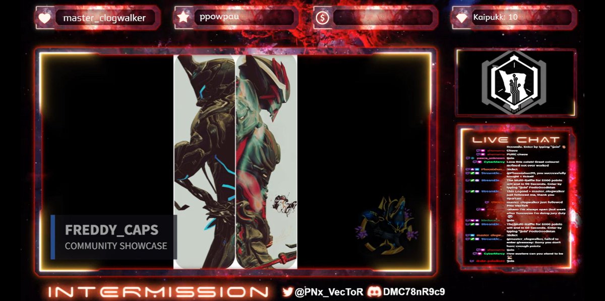 PNx_VecToR's tweet photo. COMMUNITY SHOWCASE FEATURES!
@ChtineC1112
@Freddy_Caps
@np161captura
@ViceroyCyndr
Amazing work as always. Thank you for submitting work to be featured on stream. You guys are amazing artists in your own rights!
#Warframe #Chtine #FreddyCaps #ViceroyCyndrr #NP161 #Twitch https://t.co/uEFn7O5Vcn