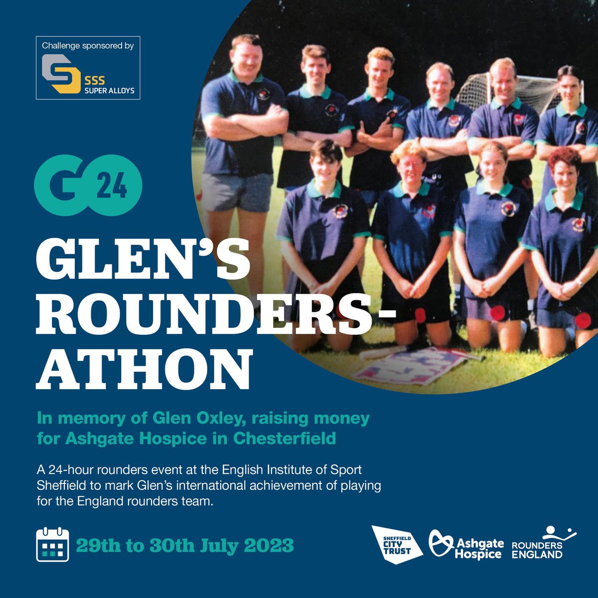 GlenOxley6424's tweet photo. 🌎 Rounders world record attempt weekend 🌍 

⚾️ In memory of ex England player Glen Oxley, raising money for @Ashgate_Hospice, our aim is to play rounders for 2️⃣4️⃣ hours at the EIS Sheffield from 2.30pm today ⏰ 

🙏 Support in person or please donate ➡️ https://t.co/ps0iQqK7a6 https://t.co/mISkOiW1oO