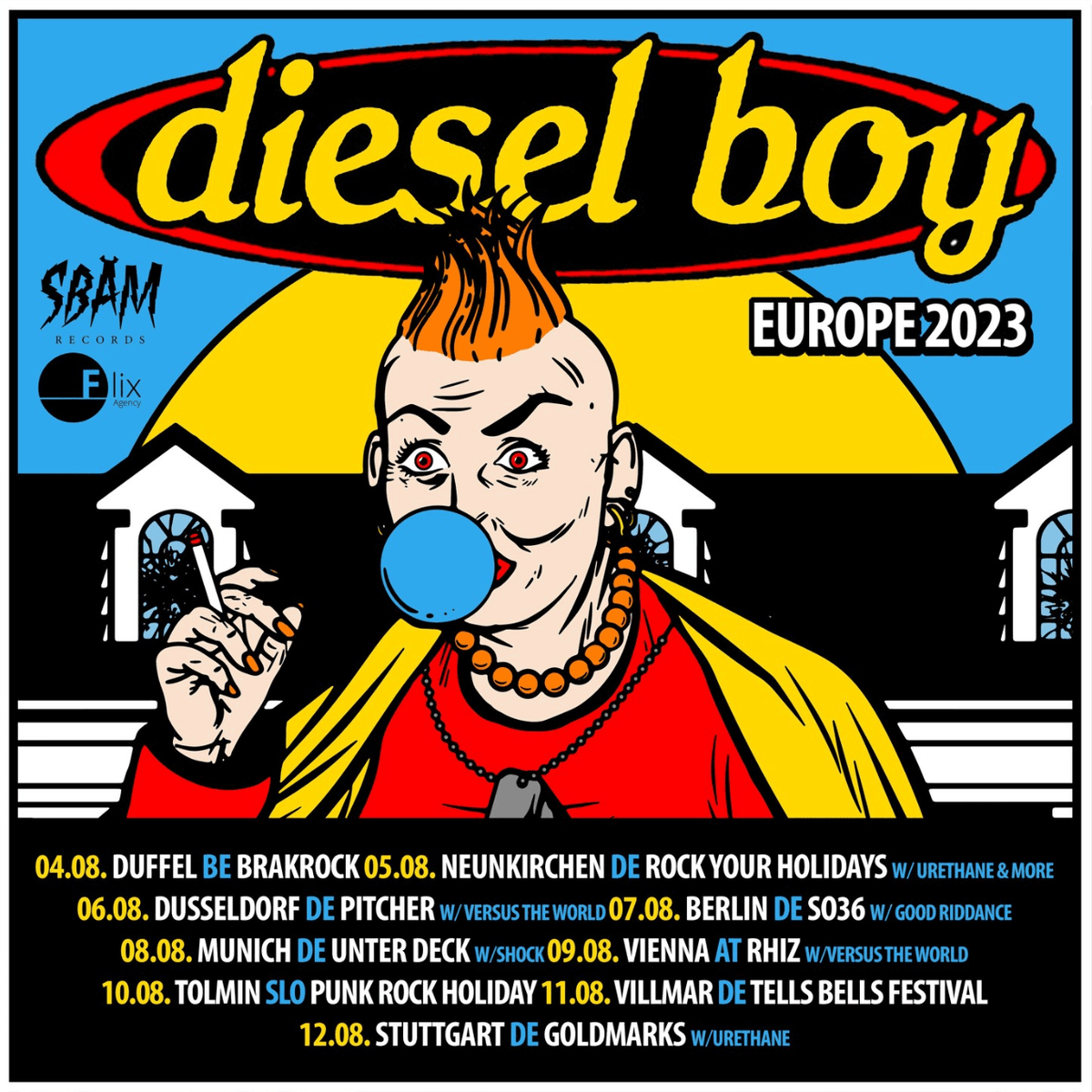 sbamrocks's tweet photo. Don´t miss out on the Europe tour of DIESEL BOY this Summer! 
Grab your tickets now and see you there!🤘

#tour #punkrock #dieselboy #sbäm https://t.co/jqnhYEMDv9