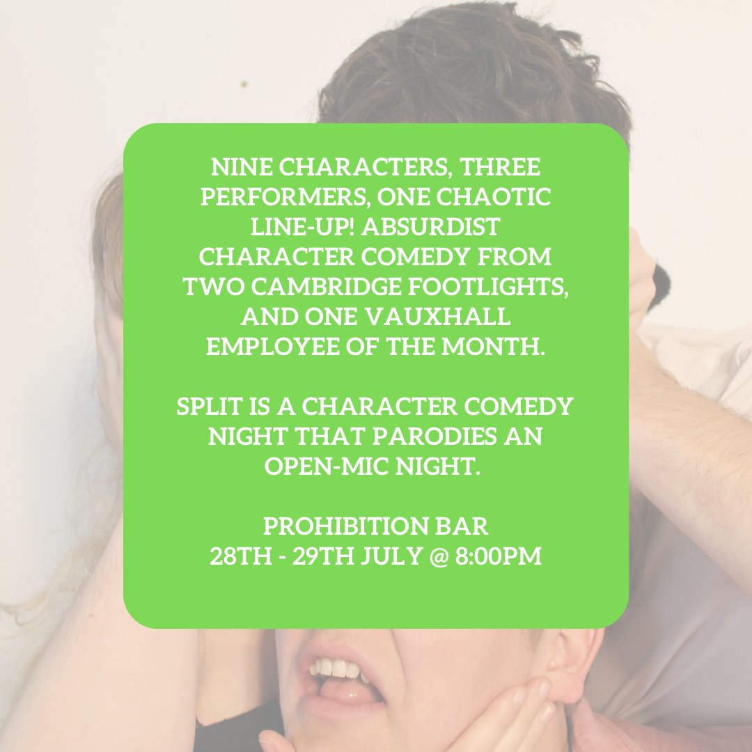 Tonight at prohibition bar for the last time! Split: A comedy Character Show! Performing at 8:00pm, get down for some crazy characters and hilarious sketches ❤️ newcastlefringe.co.uk/split-comedy-c…