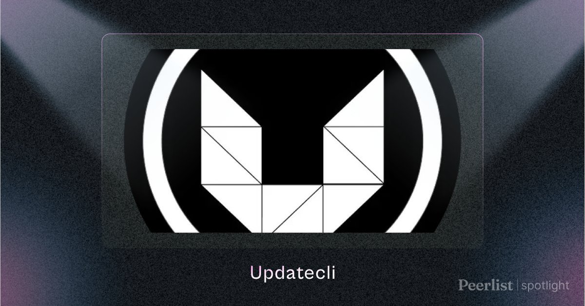 Peerlist Project Spotlight featuring 🔦

Updatecli - Declarative Dependency Management tool built by Olivier Vernin (<a href="/0lblak/">@olblak@fosstodon.org</a>) 🤩

A tool used to apply file update strategies. Designed to be used from everywhere; the application "run" detects if a value needs to be updated 🤯
