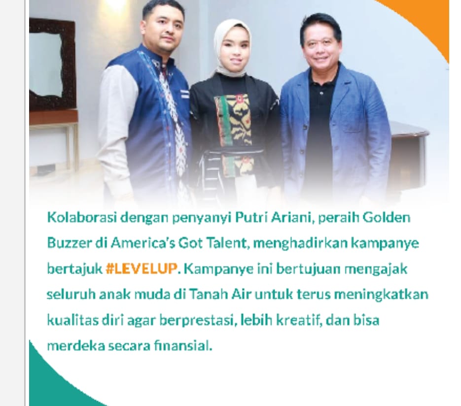BSI kolaborasi dengan Putri Ariani, peraih Golden Buzzer di America's Got Talent.
Mantaps nih buat anak muda.
#levelupwithBSI